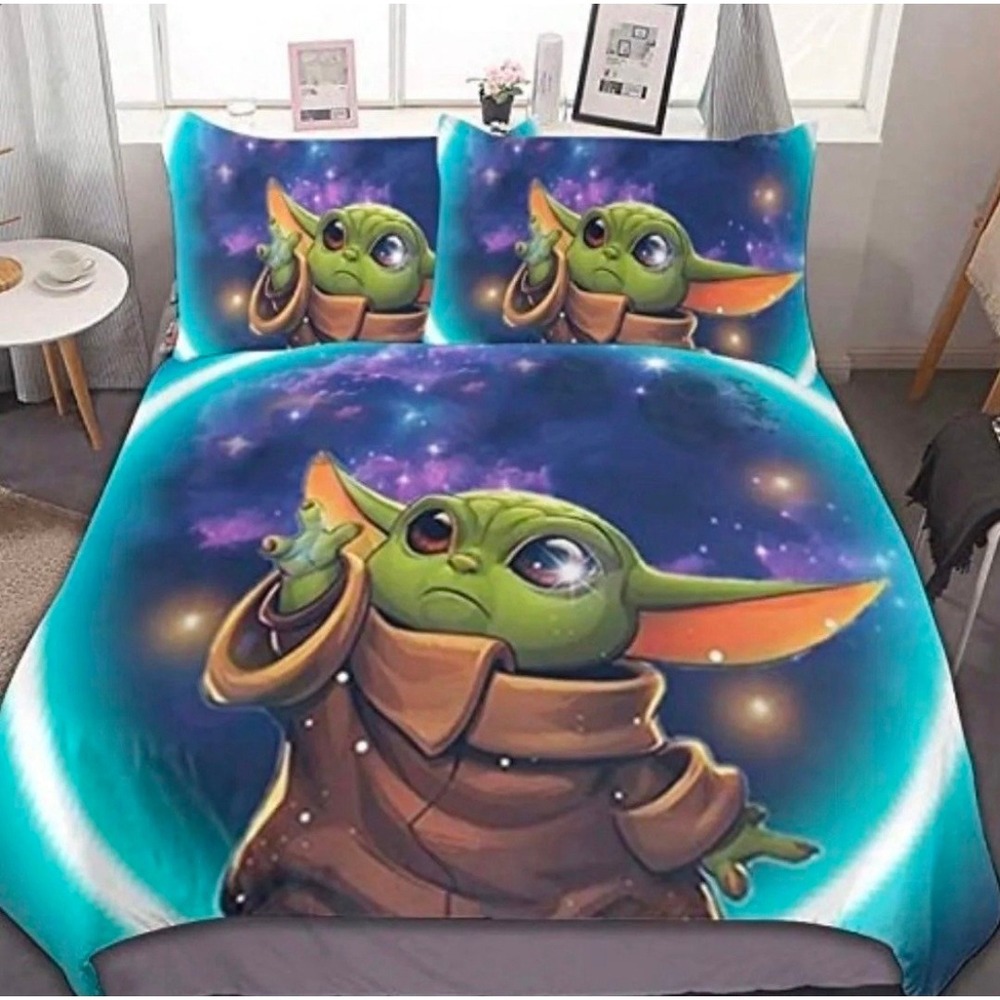 Baby Yoda Galaxy Bedding Duvet Covers Set (4pcs)TWIN 86x70inc